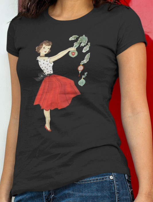 Vintage Christmas Tree Lady Women's Tee