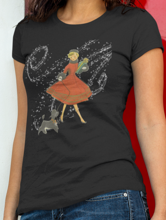 Vintage Lady With Poodle Women's Tee