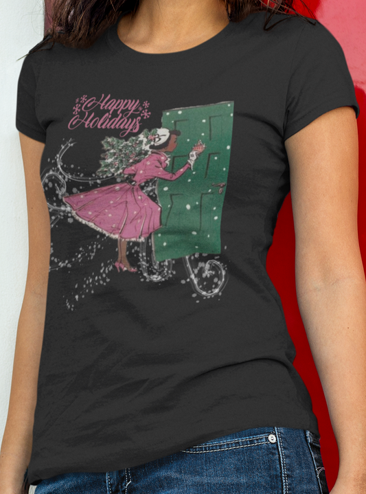 Vintage Happy Holidays Lady  Women's Tee